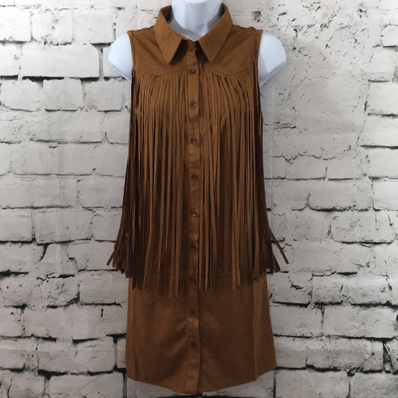 Love Riche Dresses & Skirts - NWT Loveriche faux suede fringe dress